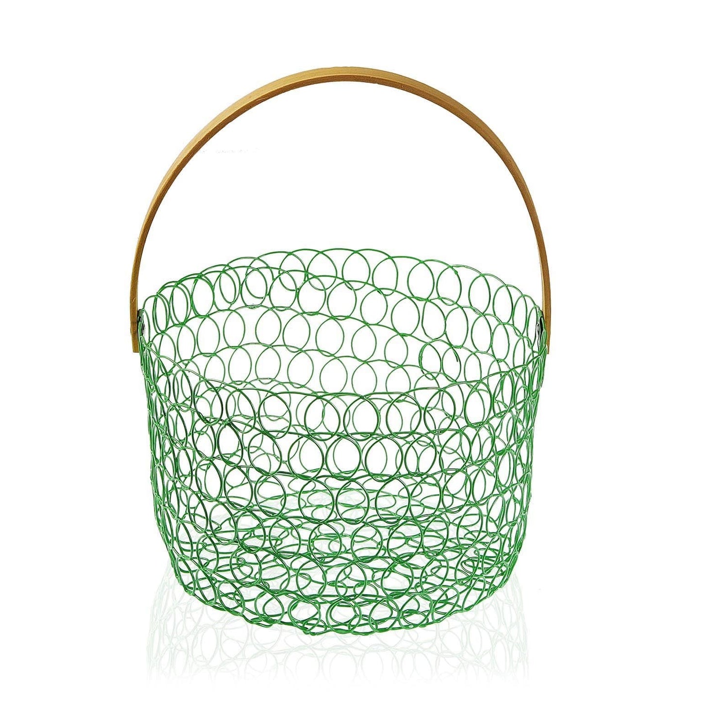 Portafrutta in metallo verde con manico in bambu 24 x 15 cm - Dolci pensieri gift