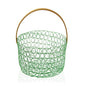 Portafrutta in metallo verde con manico in bambu 24 x 15 cm - Dolci pensieri gift