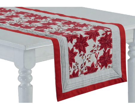 Runner natalizio 150 x 45 in cotone decorazione stella di natale rosso - Dolci pensieri gift