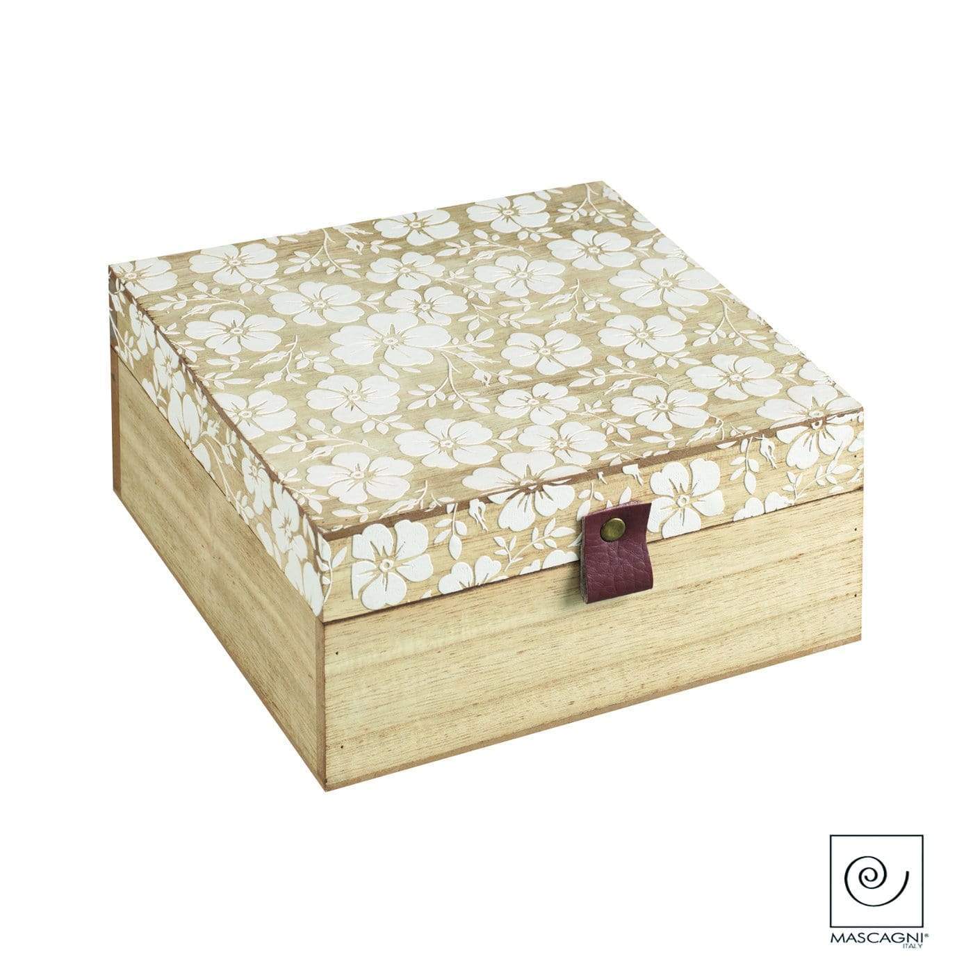 Scatola per tè tisane infusi scatolina in legno con inserto in perlle -  Dolci pensieri gift
