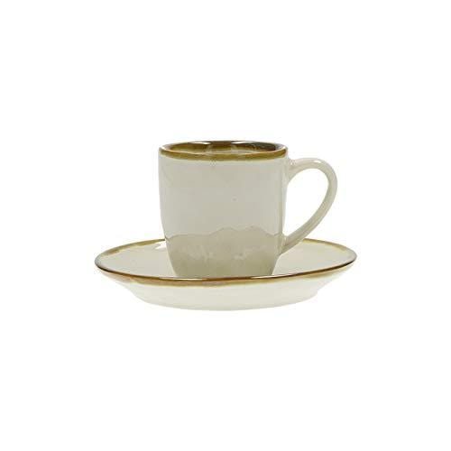 Servizio 6 tazze da caffè set tazzine con piattino color crema in ceramica - Dolci pensieri gift