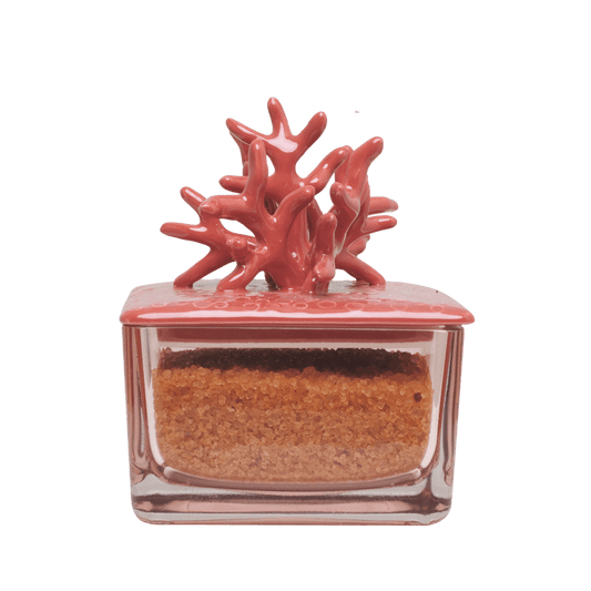 Set bagno porta sali riccio caprese ceramica di capodimonte 15 x 8 cm rosa - Dolci pensieri gift