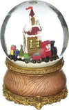 Sfera carillon villaggio con treno base effetto legno waterball - Dolci pensieri gift