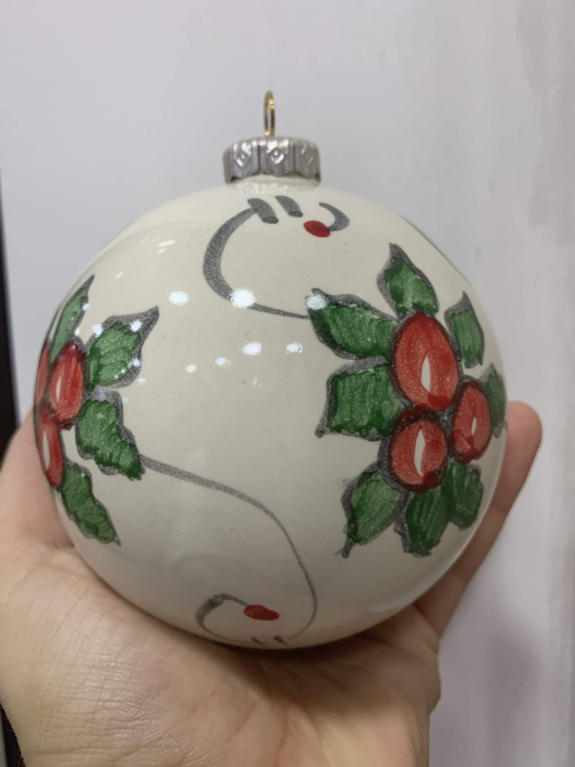 Sfera palla Pallina personalizzabile GRANDE in ceramica con trifoglio colore bianco rosso verde - Dolci pensieri gift
