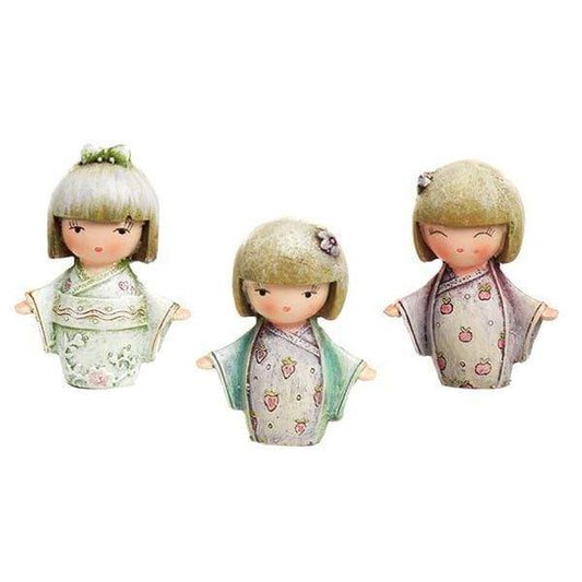Statuetta Bambola Giapponesina in resina con decori 4cm - Dolci pensieri gift