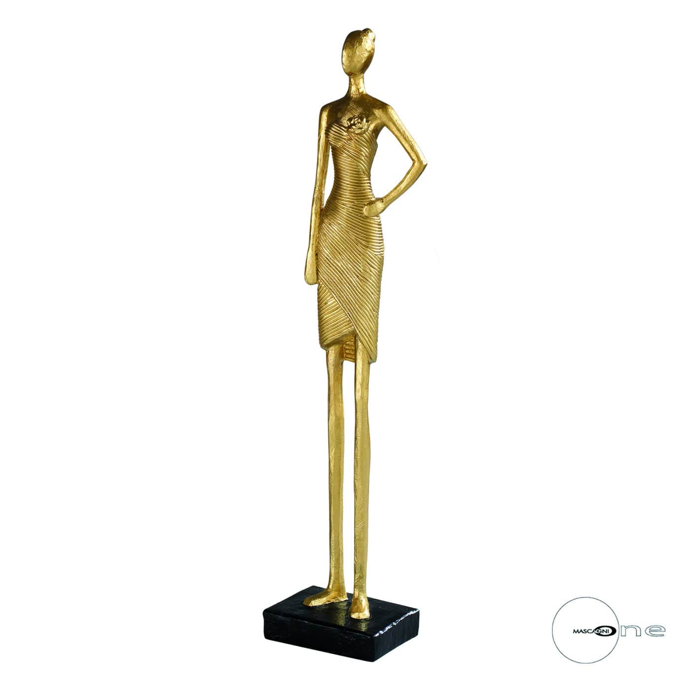 Statuetta donna soprammobile scultura donna colore oro 48 cm arredo casa - Dolci pensieri gift