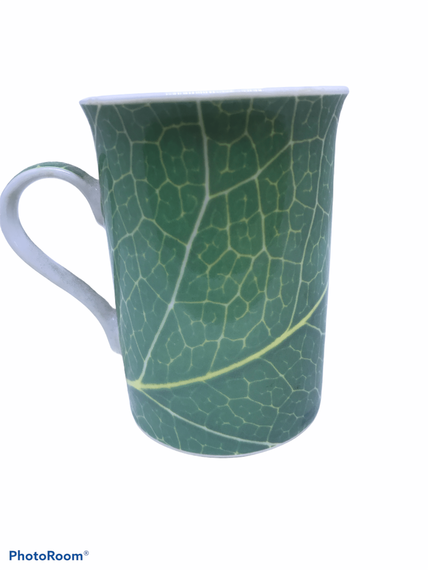 Tazza da colazione in ceramica decoro foglia verde - Dolci pensieri gift