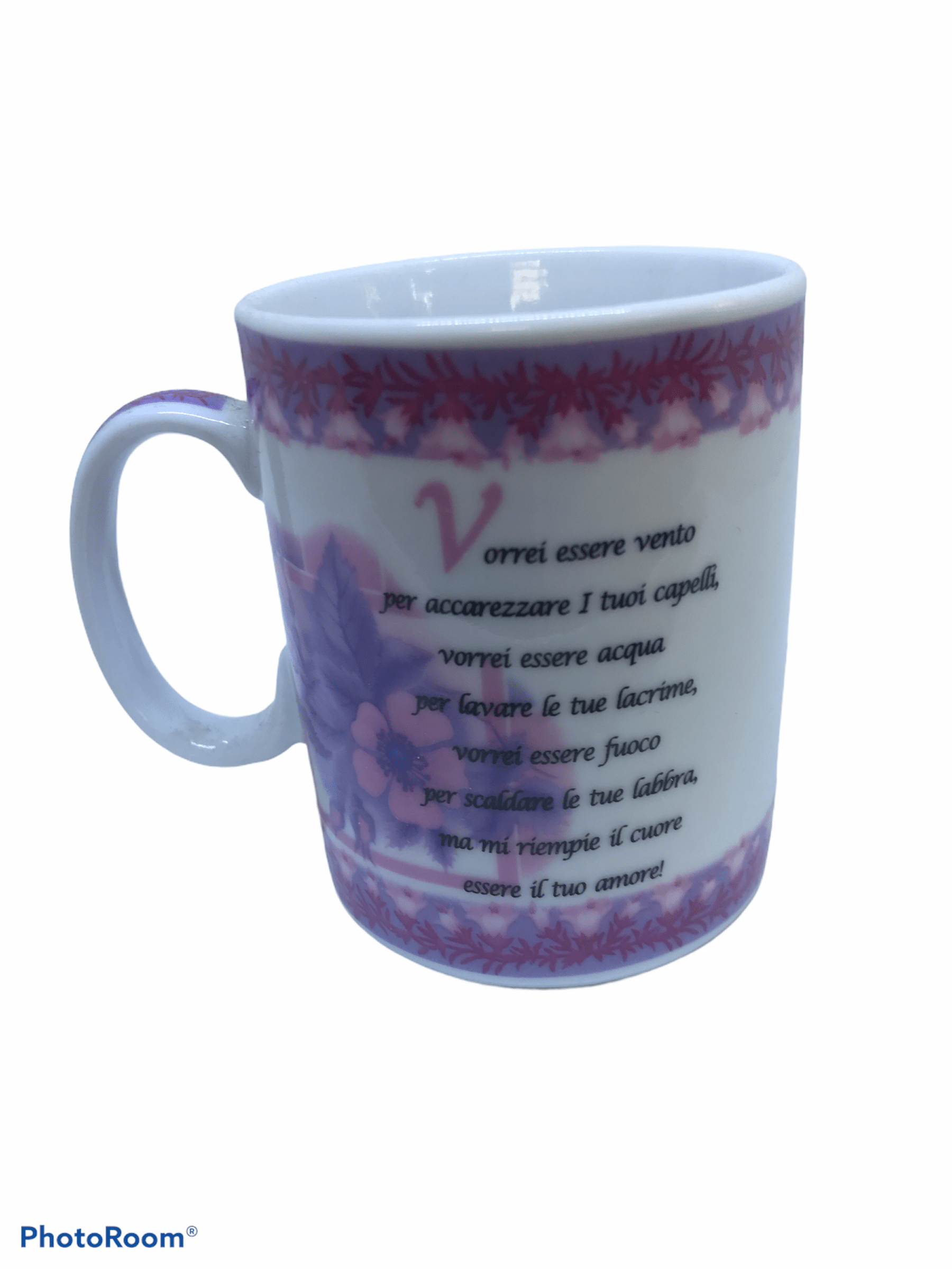 Tazza da colazione in ceramica poesia con dettagli color violetto - Dolci pensieri gift