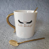 Tazza Mug in ceramica con occhi Bianco manico oro 380ml - Dolci pensieri gift