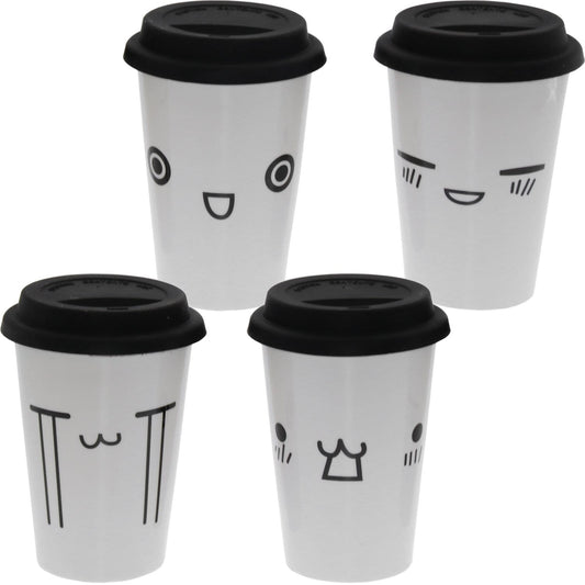 Tazza termica travel mug bianca con decorazioni in porcellana - Dolci pensieri gift