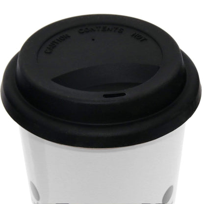 Tazza termica travel mug bianca con decorazioni in porcellana - Dolci pensieri gift