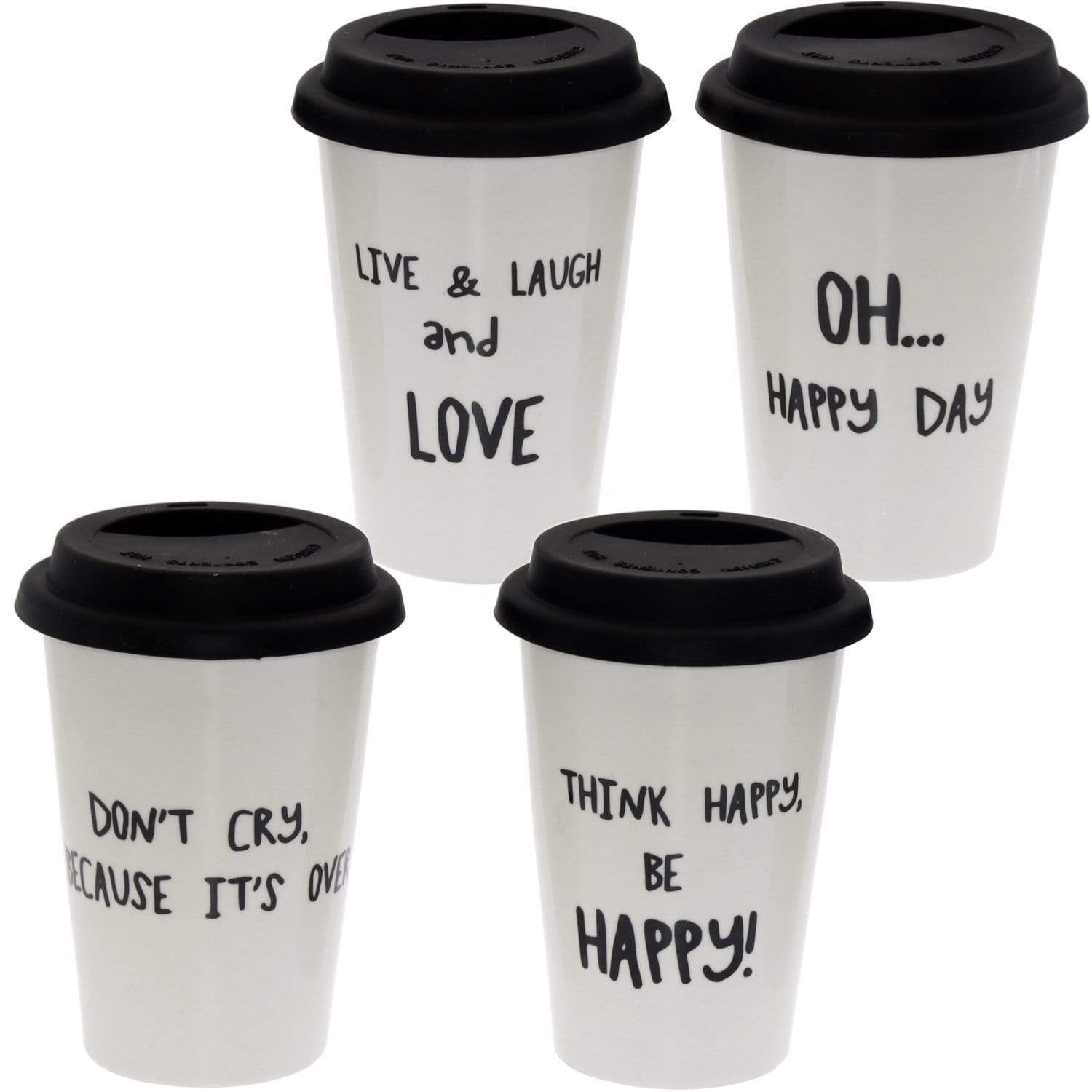 Tazza termica travel mug bianca con decorazioni in porcellana - Dolci pensieri gift