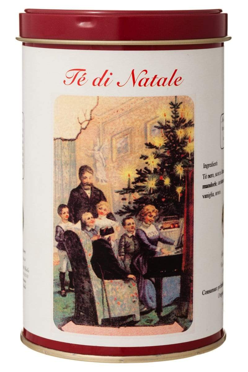 Te di Natale miscela con petali di rosa mandorle ceylon tisane infusi confezione 100gr latta aviatore - Dolci pensieri gift