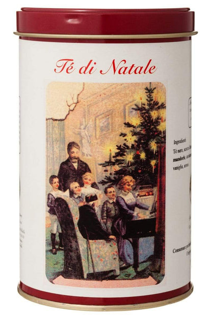 Te di Natale miscela con petali di rosa mandorle ceylon tisane infusi confezione 100gr latta aviatore - Dolci pensieri gift