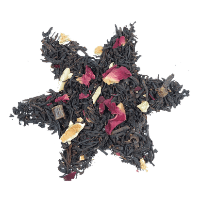 Te di Natale miscela con petali di rosa mandorle ceylon tisane infusi confezione 100gr latta aviatore - Dolci pensieri gift