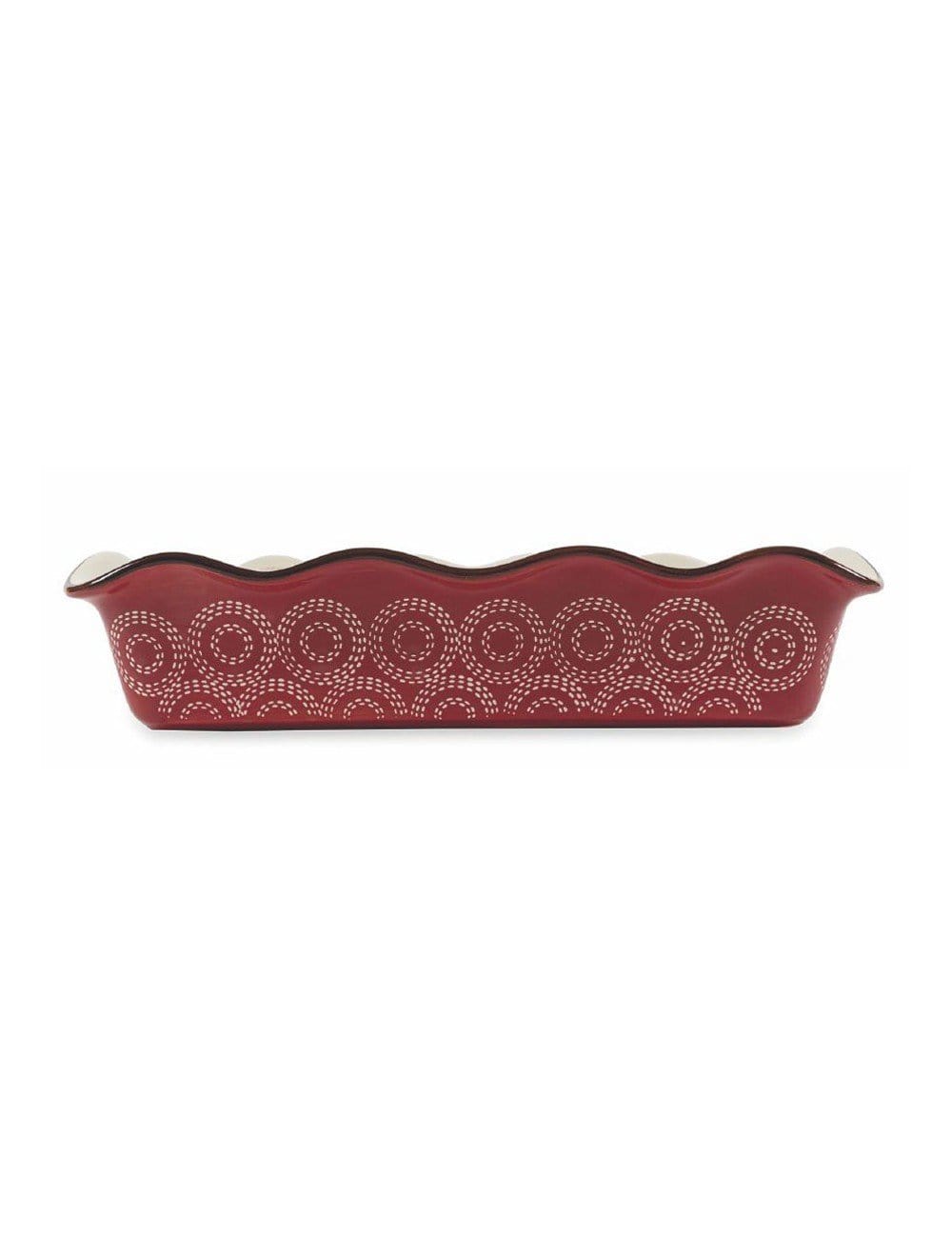 Teglia rettangolare stampo in ceramica bianca e rossa 21 x 12 cm con decorazioni - Dolci pensieri gift