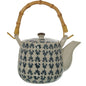 Teiera Giapponese in ceramica con manico in bambù fantasia blu fiori - Dolci pensieri gift