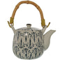 Teiera Giapponese in ceramica con manico in bambù fantasia blu punti - Dolci pensieri gift