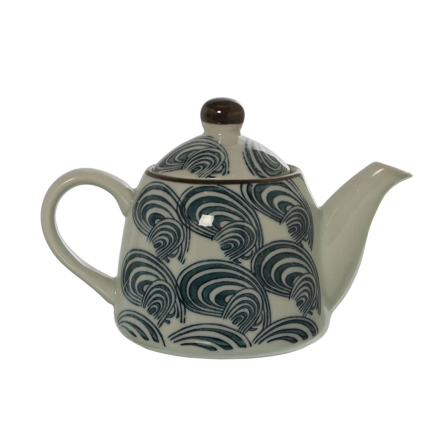 Teiera Giapponese in ceramica con manico in porcellana fantasia blu onde - Dolci pensieri gift