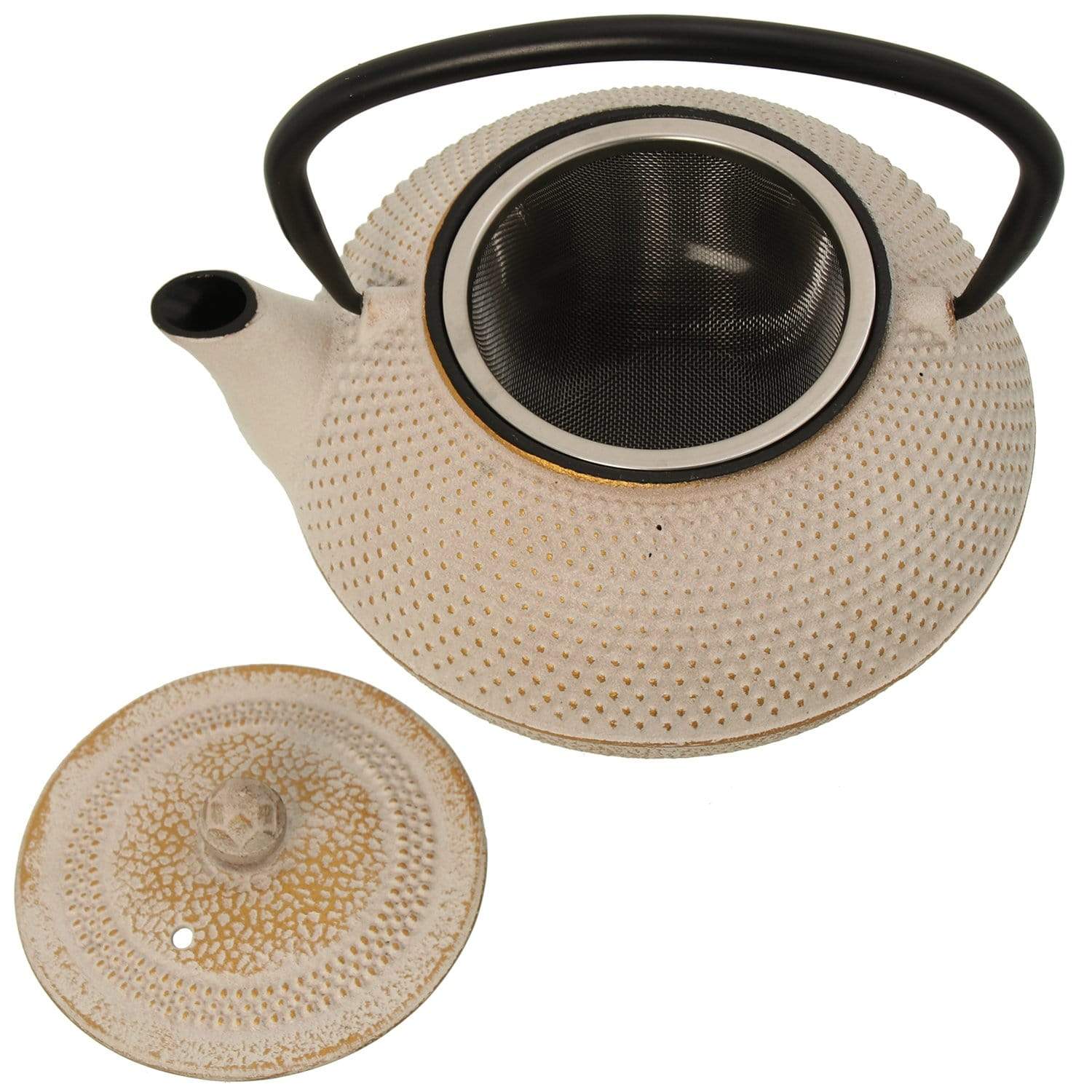 Teiera Giapponese in ghisa colore bianco oro 800 cl per tè e tisane - Dolci pensieri gift