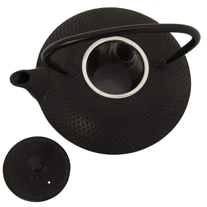 Teiera Giapponese in ghisa colore nero bassa 800 cl per tè e tisane - Dolci pensieri gift