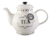 Teiera in porcellana bianca stile shabby chic country con scritta Tea - Dolci pensieri gift