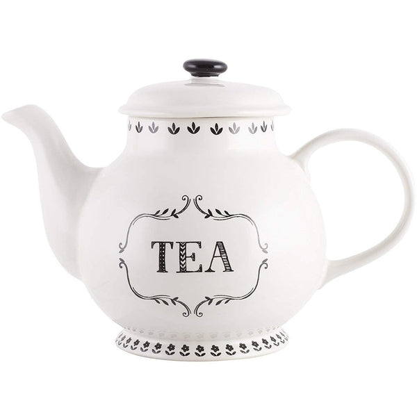 Teiera in porcellana bianca stile shabby chic country con scritta Tea - Dolci  pensieri gift