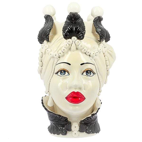 TESTA DI MORO DONNA REGINA AFRICANA DECORATA CERAMICA CALTAGIRONE D. 27X45 - Dolci pensieri gift