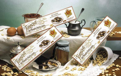 TORRONE SERIO alla mandorla con cuore di pan di spagna e ricoperto di cioccolato 200gr - Dolci pensieri gift