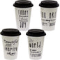 Travel mug tazza termica con tappo in silicone porcellana bianca e frasi - Dolci pensieri gift