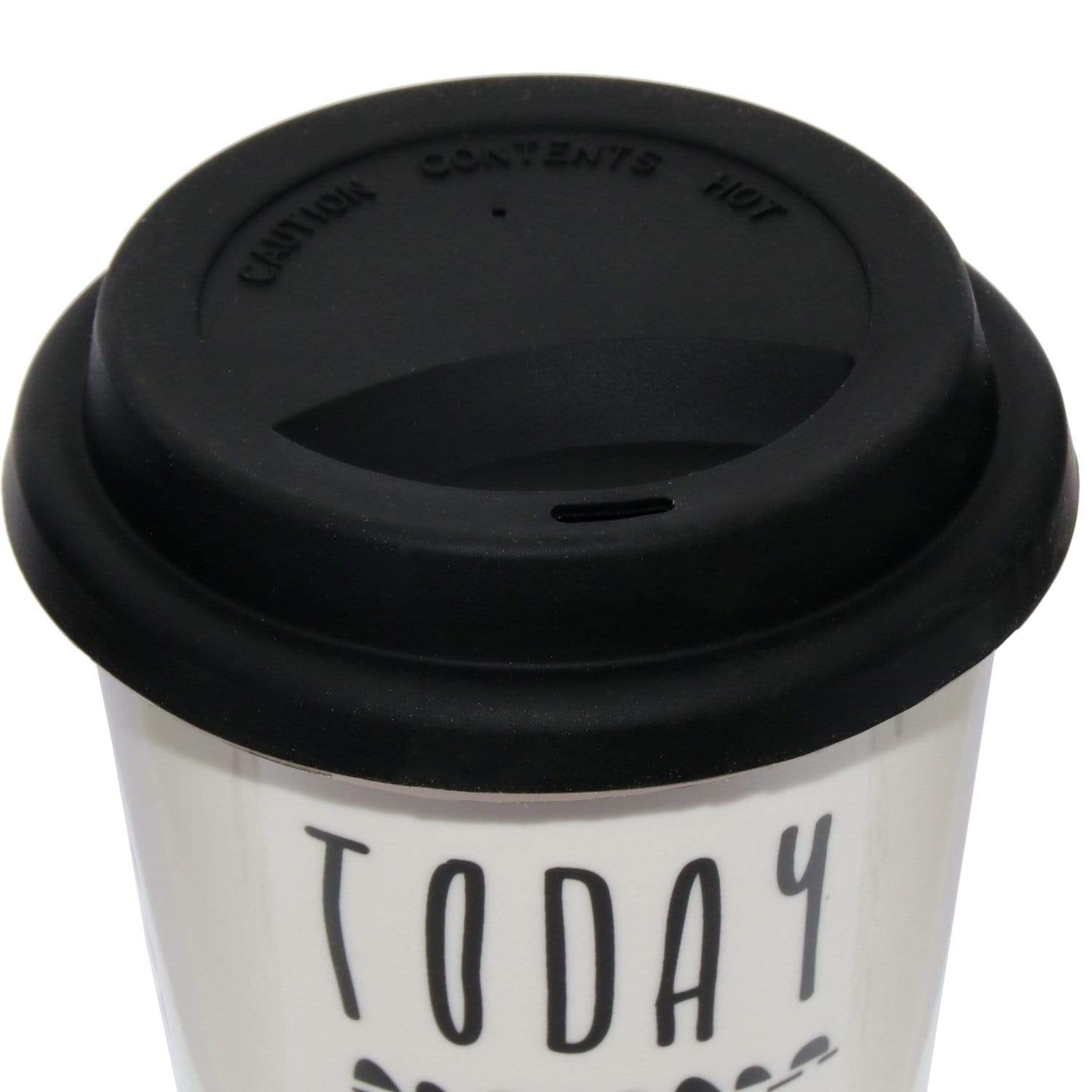 Travel mug tazza termica con tappo in silicone porcellana bianca e frasi - Dolci pensieri gift