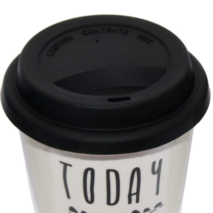 Travel mug tazza termica con tappo in silicone porcellana bianca e frasi - Dolci pensieri gift