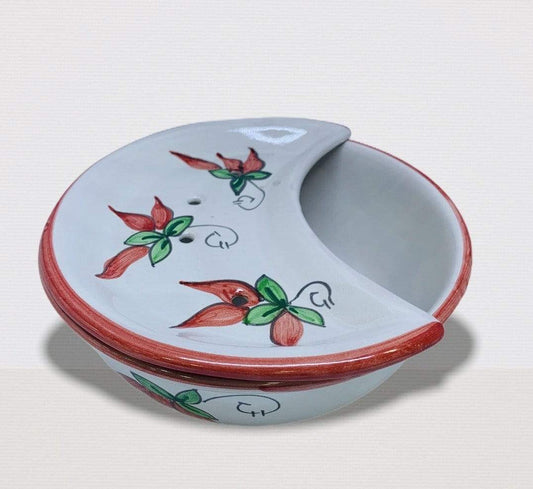 Tropea " Sponzapane" in ceramica dipinto a mano con peperoncino decorazione peperoncini 22 cm - Dolci pensieri gift
