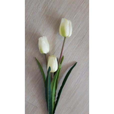 Tulipani artificiali Bianco mezzo 3 pezzi rosso in tessuto - Dolci pensieri gift