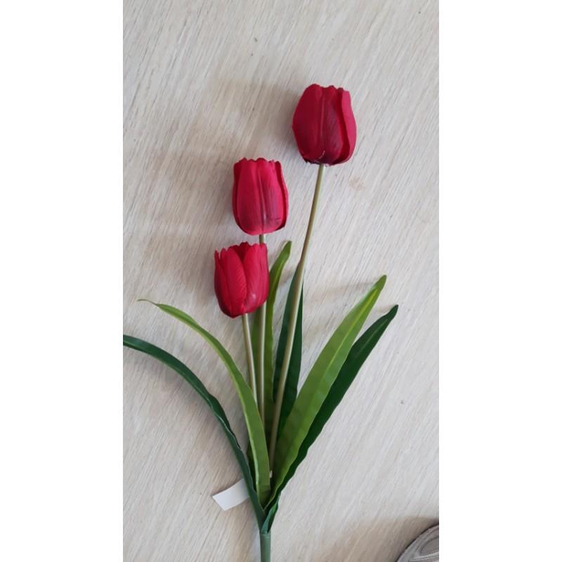 Tulipani artificiali rossi mezzo 3 pezzi rosso in tessuto - Dolci pensieri gift