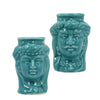 VASETTO TESTE DI MORO 2 ASSORTITI PORCELLANA LUCIDA ACQUA MARINA 4,5X6,5 - Dolci pensieri gift