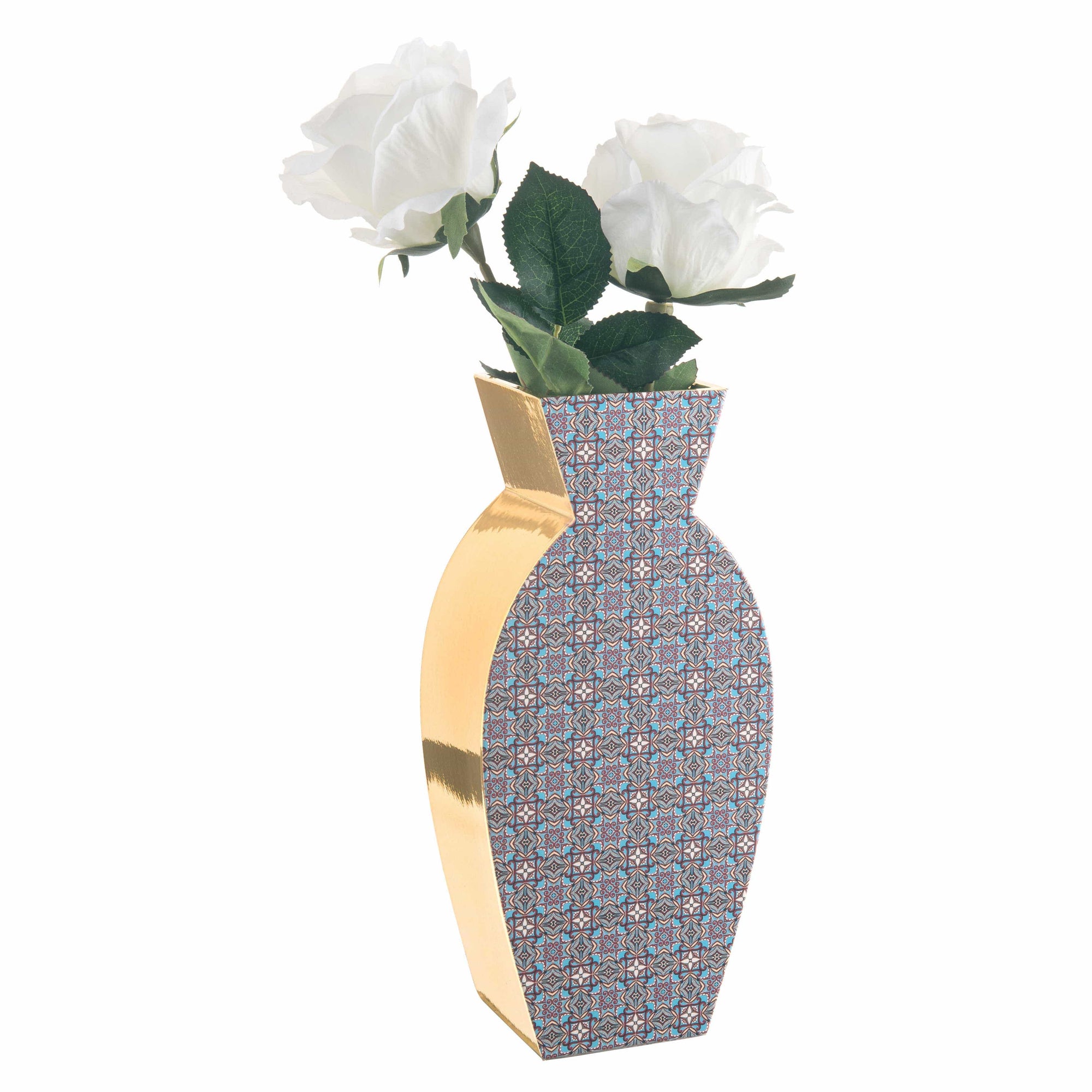 Vaso in ceramica di design moderno con maioliche particolari dorati - Dolci pensieri gift