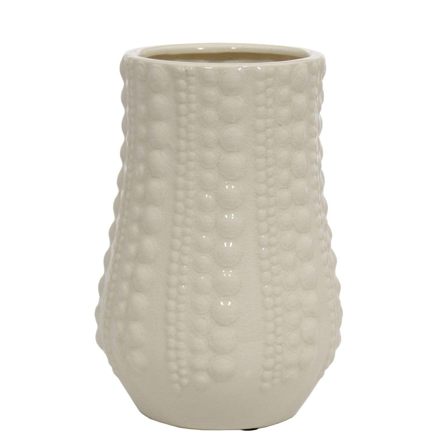 Vaso portafiori in ceramica bianca anfora lavorata 29 cm - Dolci pensieri gift