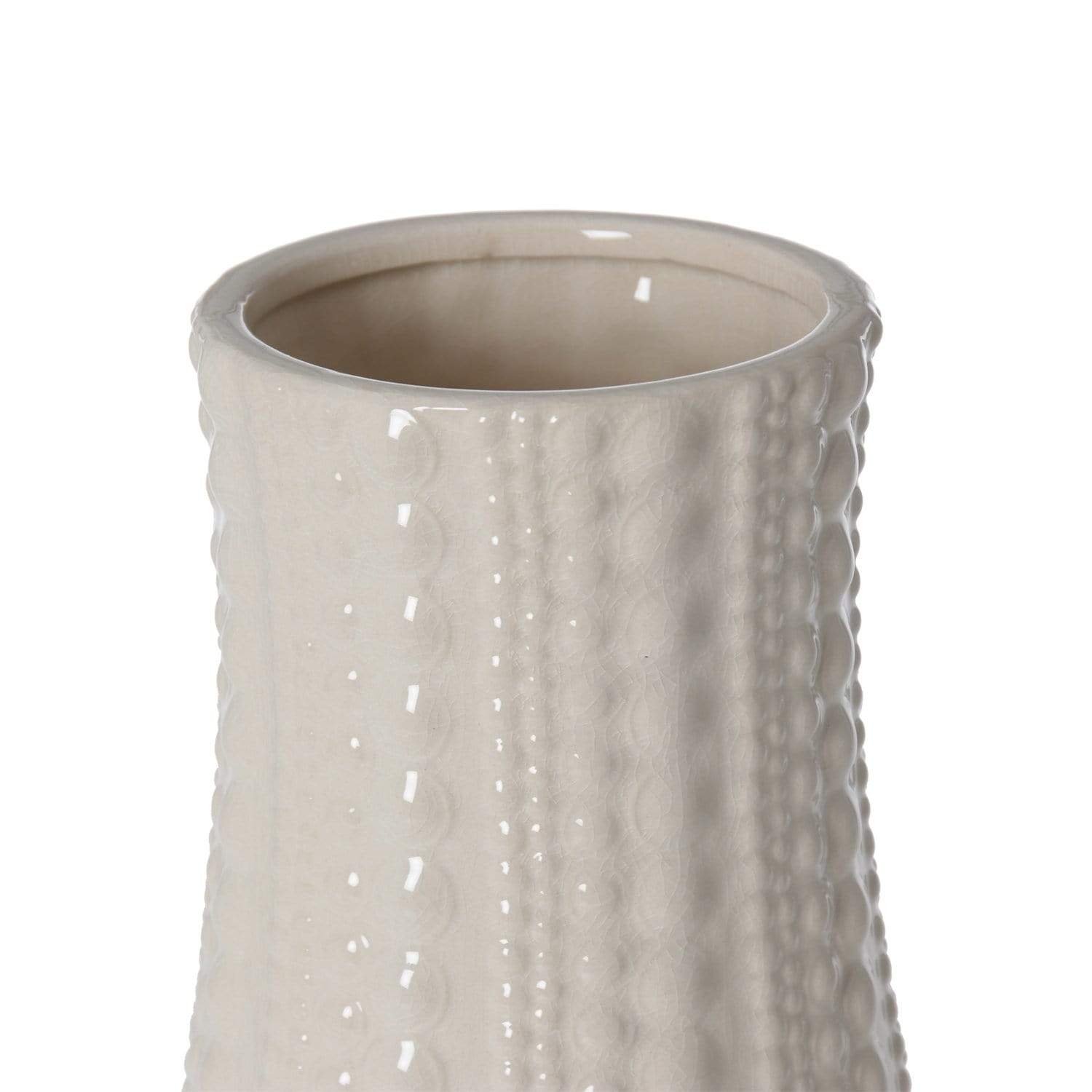 Vaso portafiori in ceramica bianca anfora lavorata 29 cm - Dolci pensieri gift