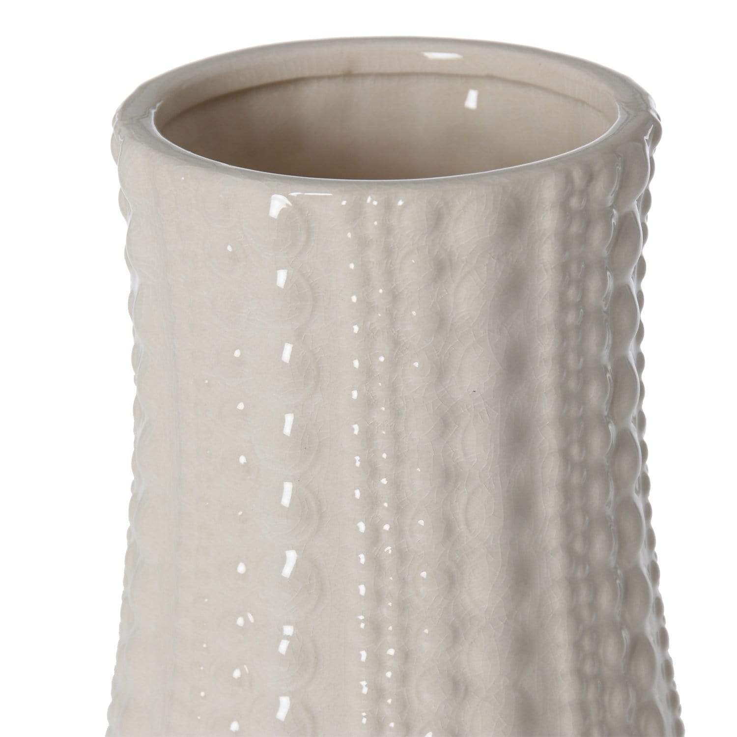 Vaso portafiori in ceramica bianca anfora lavorata 36 cm - Dolci pensieri gift