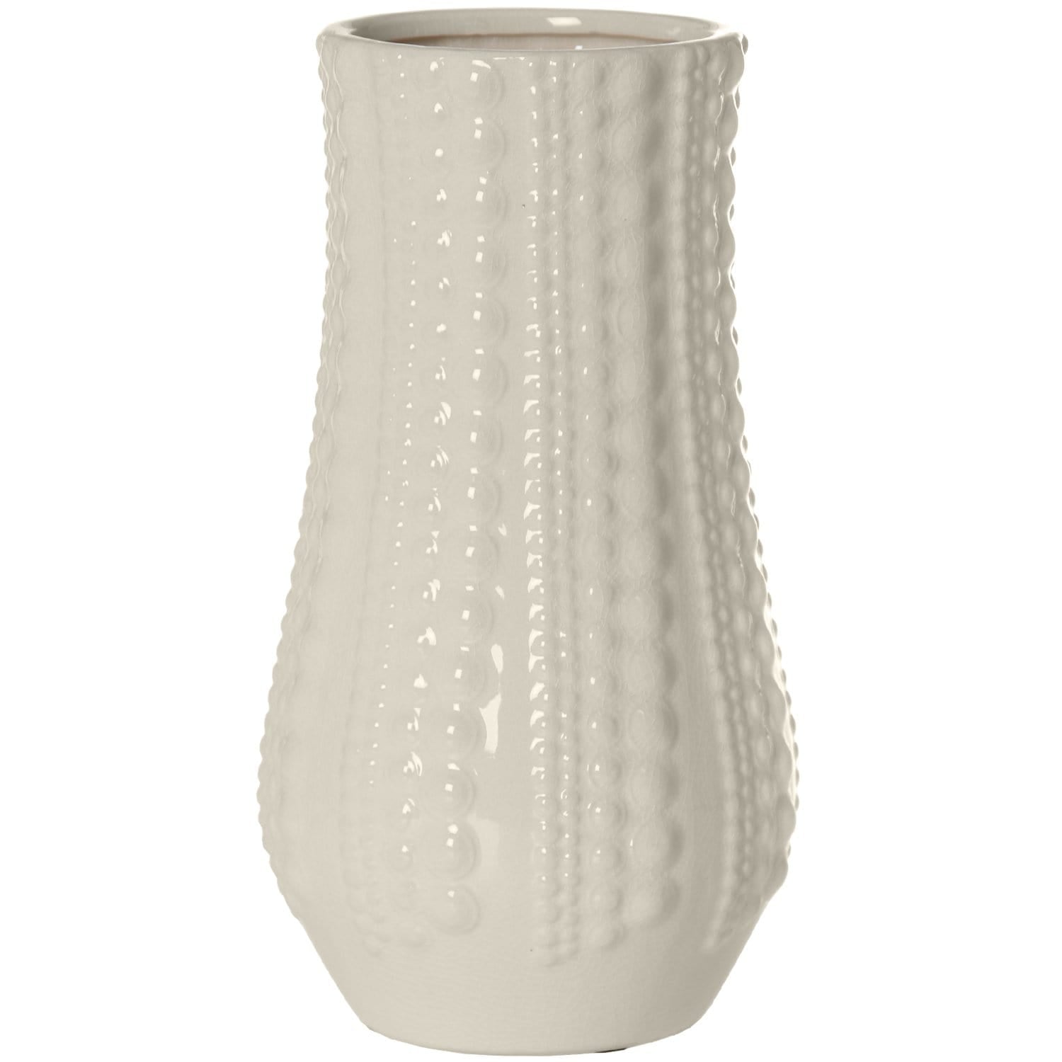Vaso portafiori in ceramica bianca anfora lavorata 36 cm - Dolci pensieri gift