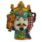 VASO TESTA DI MORO RE UOMO LUSSO DECORO FRUTTA CERAMICA CALTAGIRONE D. 25X32 - Dolci pensieri gift