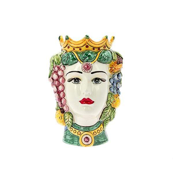 VASO TESTA DI MORO REGINA DECORO FRUTTA CERAMICA CALTAGIRONE D. 18X25 - Dolci pensieri gift