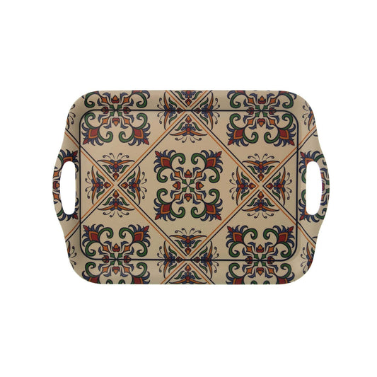 Vassoio in Bambù con decorazione Maioliche 36x25,8x2 Cm - Dolci pensieri gift