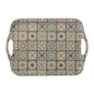 Vassoio in Bambù beige con decorazione maioliche blu 42x29,3x2 Cm. - Dolci pensieri gift