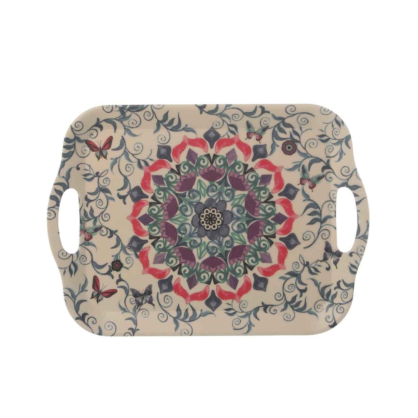 Vassoio in Bambù con decorazione fiori mandala 36x25,8x2 cm - Dolci pensieri gift