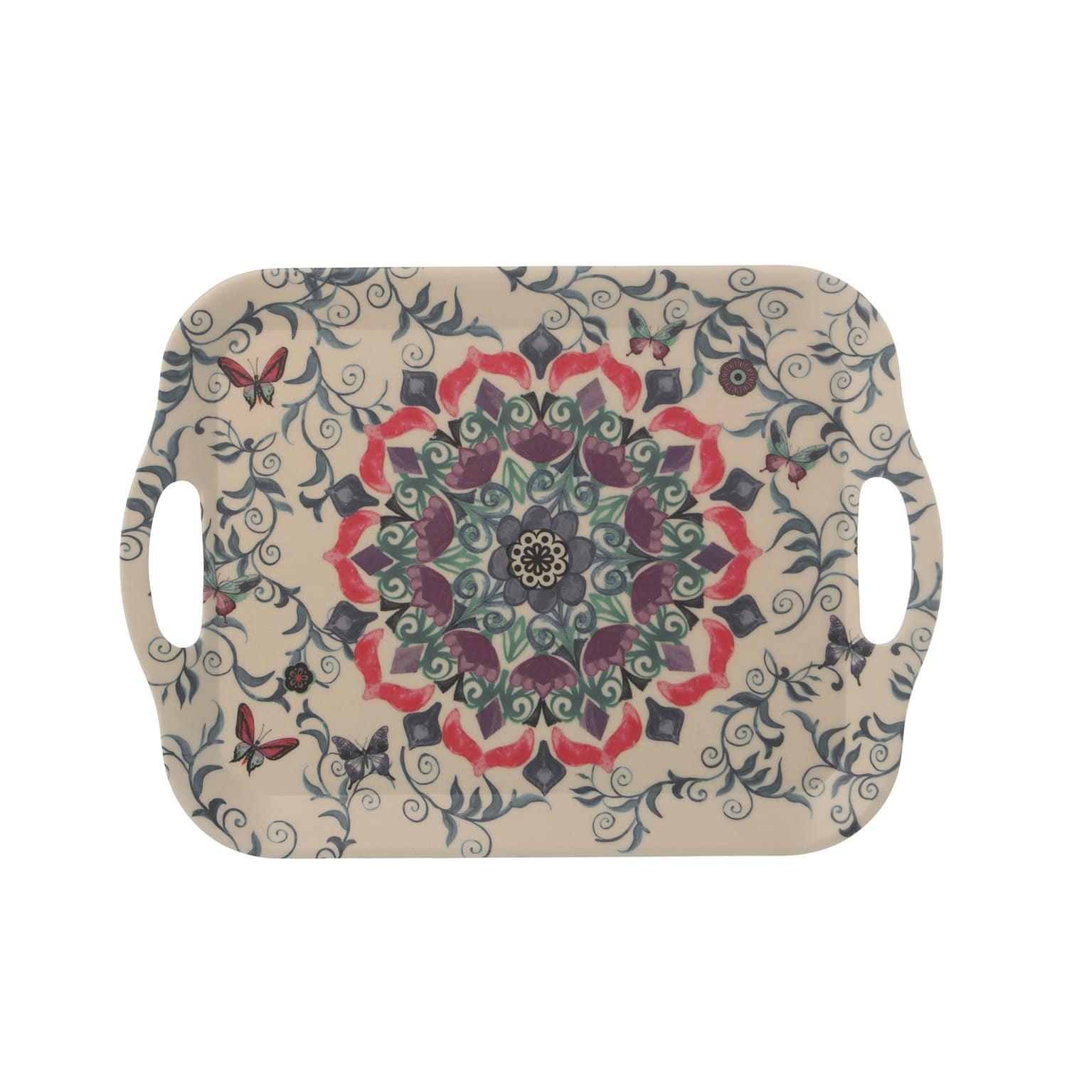 Vassoio in Bambù con decorazione fiori mandala 36x25,8x2 cm - Dolci pensieri gift
