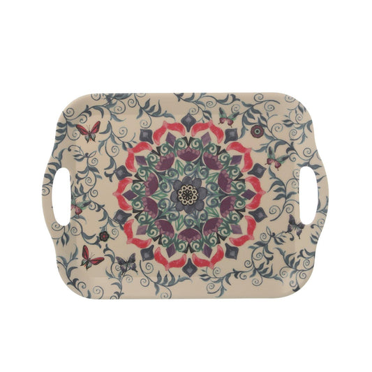 Vassoio in Bambù con decorazione fiori mandala 36x25,8x2 cm - Dolci pensieri gift