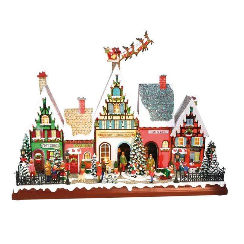 Villaggio natalizio con movimenti negozio di giocattoli babbo natale con renne - Dolci pensieri gift