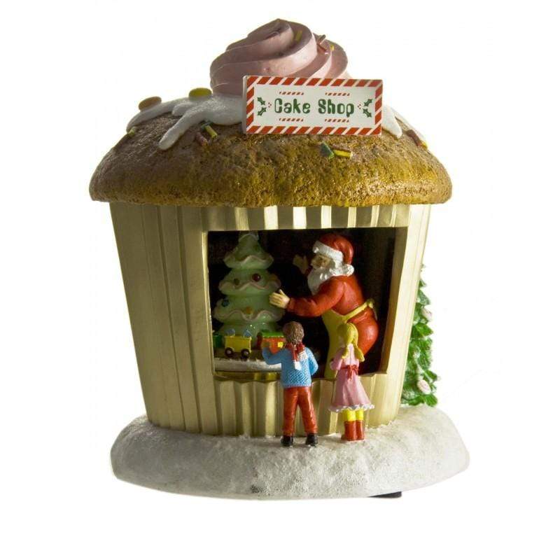 Villaggio Natalizio Cupcake carillon con babbo natale movimento e musica natalizia - Dolci pensieri gift